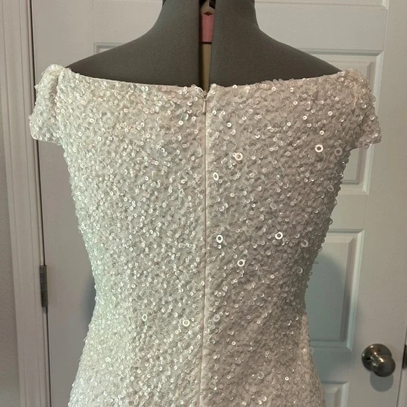 Elegant Off White Sequin Dress - Picture 4 of 6
